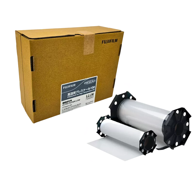 Film Fujifilm Prescale LLLW HT100 pour mesures ultra basse pression (0,2 - 0,6 MPa) en environnement thermique jusqu'à 100°C.