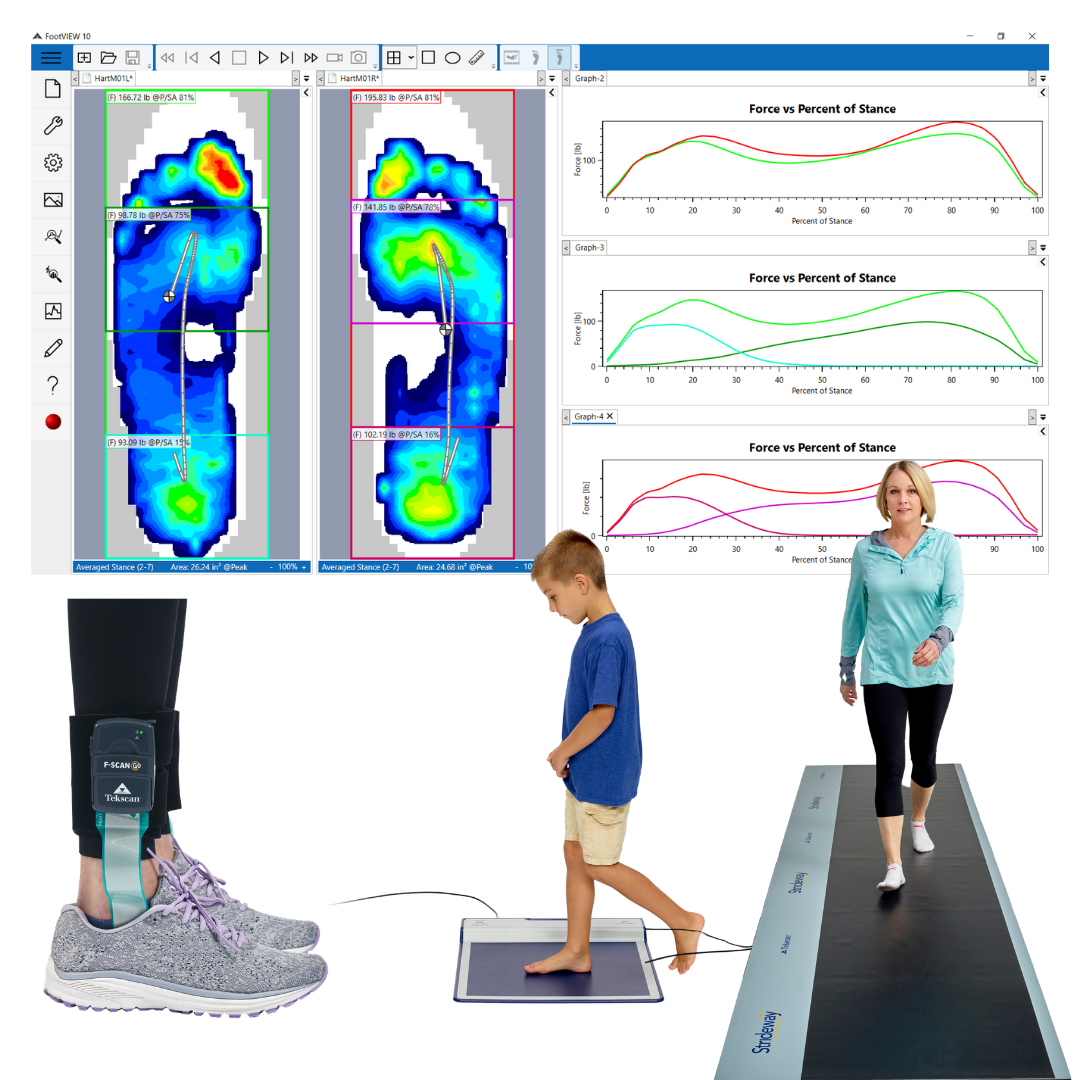 Plateformes, tapis et semelless Tekscan pour la mesure et l'analyse spatio-temporelle des pressions plantaies